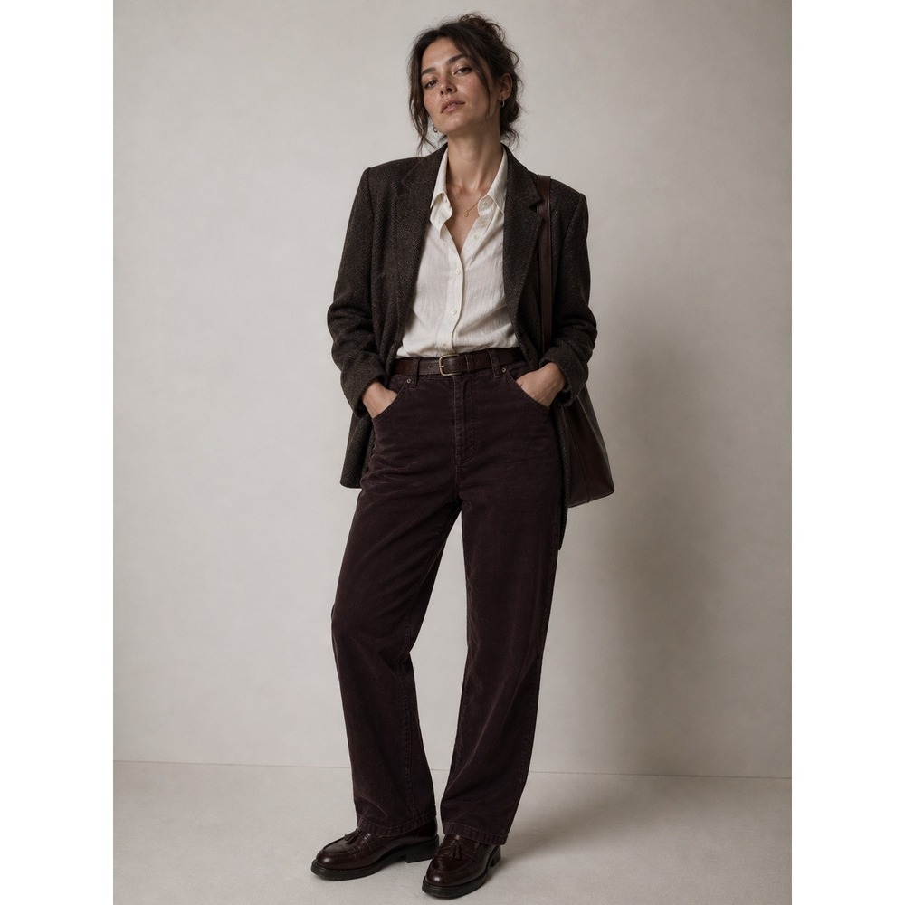 Chicos Corduroy Pants‎ Womens 2.5 14 Straight Leg Minimalist Indie Dark Academia